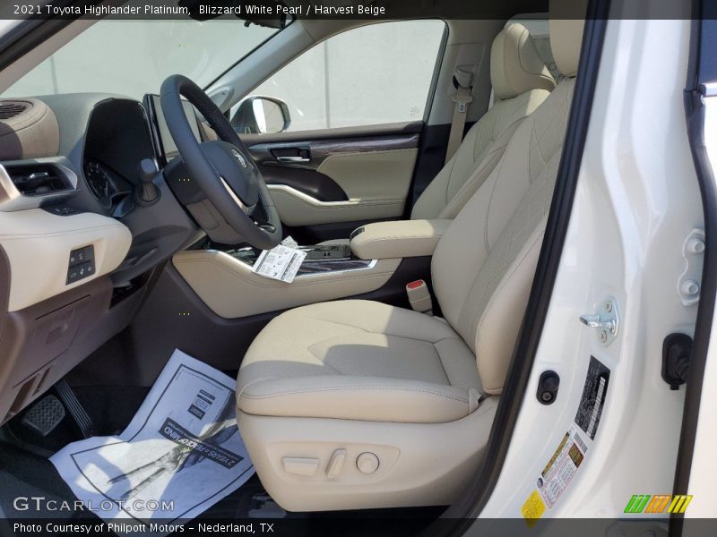 Blizzard White Pearl / Harvest Beige 2021 Toyota Highlander Platinum