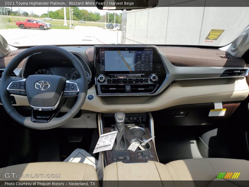 Blizzard White Pearl / Harvest Beige 2021 Toyota Highlander Platinum