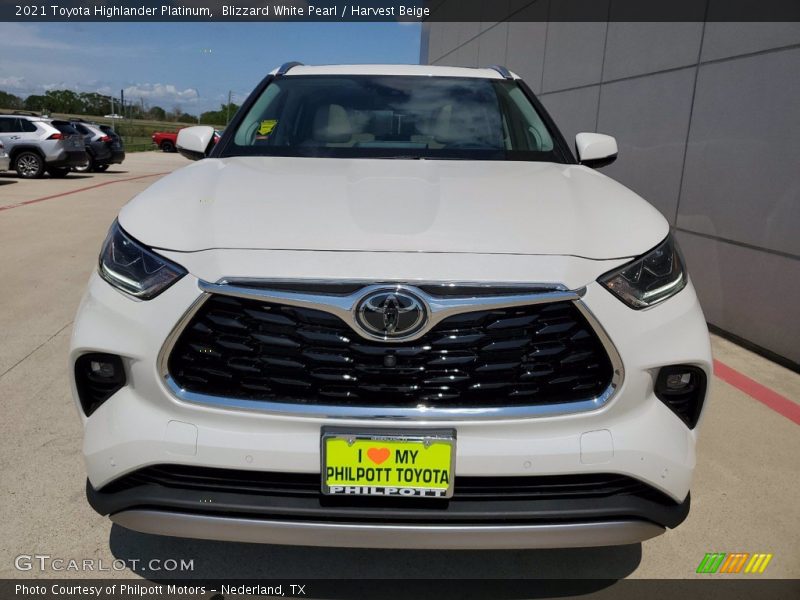 Blizzard White Pearl / Harvest Beige 2021 Toyota Highlander Platinum
