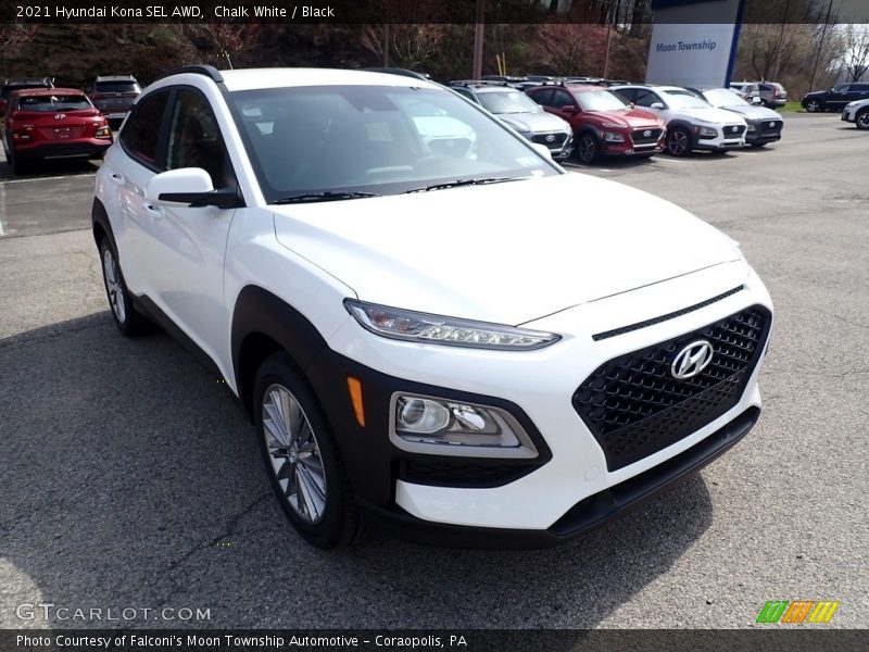 Chalk White / Black 2021 Hyundai Kona SEL AWD