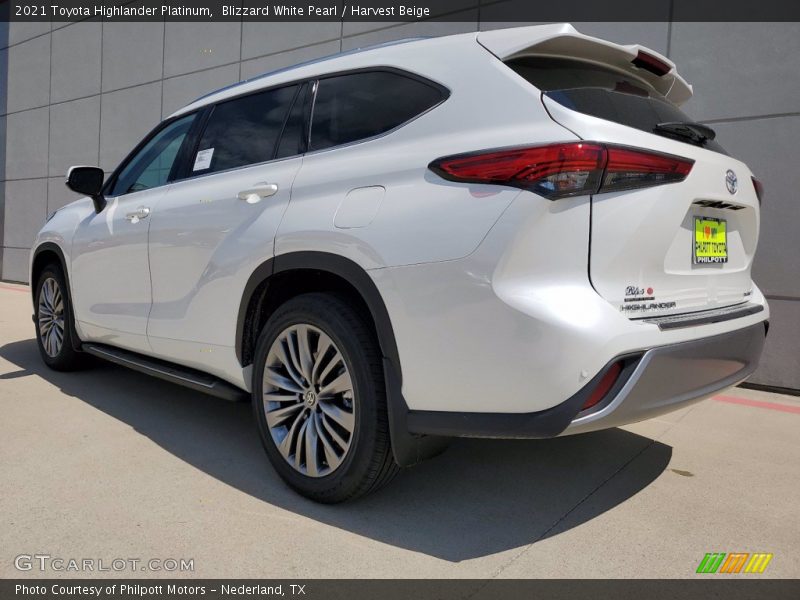Blizzard White Pearl / Harvest Beige 2021 Toyota Highlander Platinum