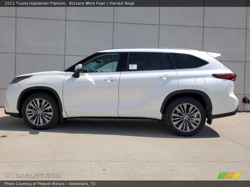 Blizzard White Pearl / Harvest Beige 2021 Toyota Highlander Platinum