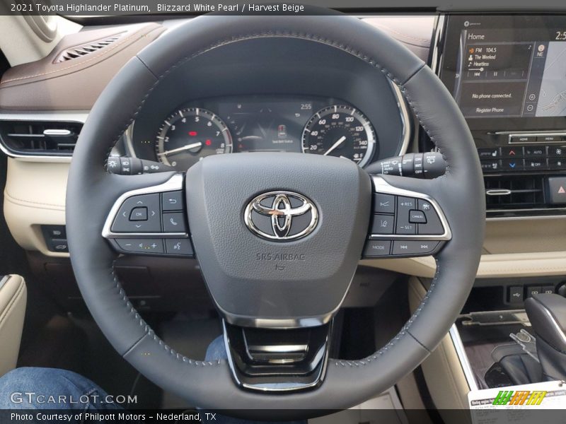 Blizzard White Pearl / Harvest Beige 2021 Toyota Highlander Platinum