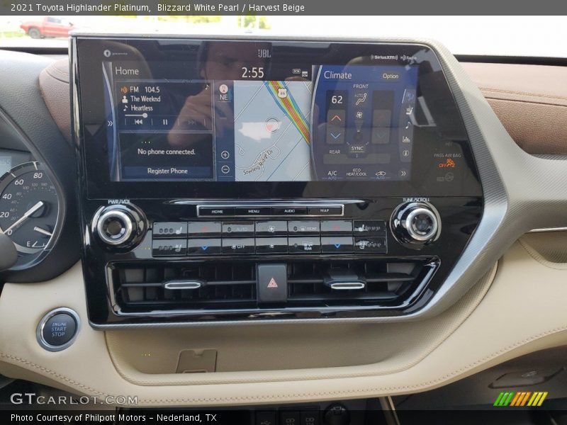 Blizzard White Pearl / Harvest Beige 2021 Toyota Highlander Platinum