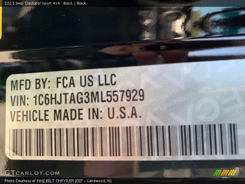 Black / Black 2021 Jeep Gladiator Sport 4x4