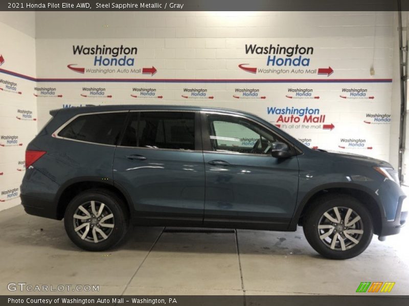 Steel Sapphire Metallic / Gray 2021 Honda Pilot Elite AWD
