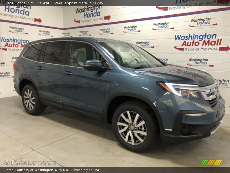 Steel Sapphire Metallic / Gray 2021 Honda Pilot Elite AWD