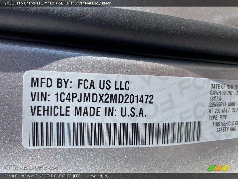 Billet Silver Metallic / Black 2021 Jeep Cherokee Limited 4x4