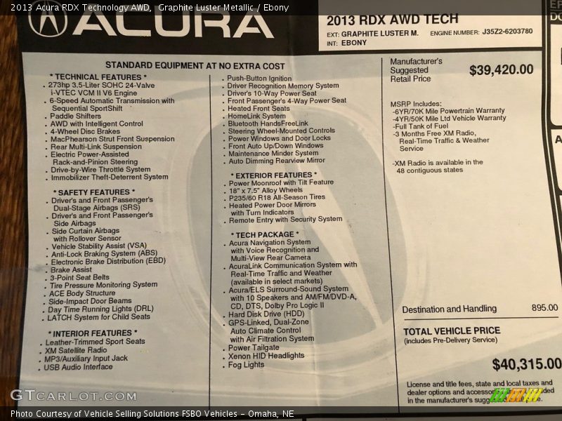 Graphite Luster Metallic / Ebony 2013 Acura RDX Technology AWD