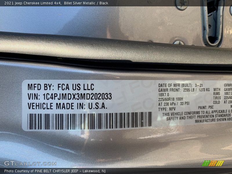 Billet Silver Metallic / Black 2021 Jeep Cherokee Limited 4x4