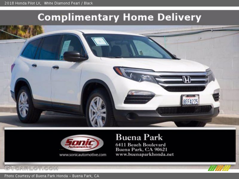 White Diamond Pearl / Black 2018 Honda Pilot LX