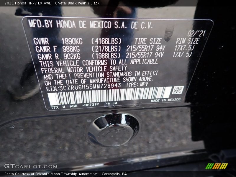 Crystal Black Pearl / Black 2021 Honda HR-V EX AWD