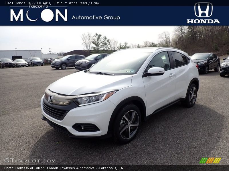 Platinum White Pearl / Gray 2021 Honda HR-V EX AWD