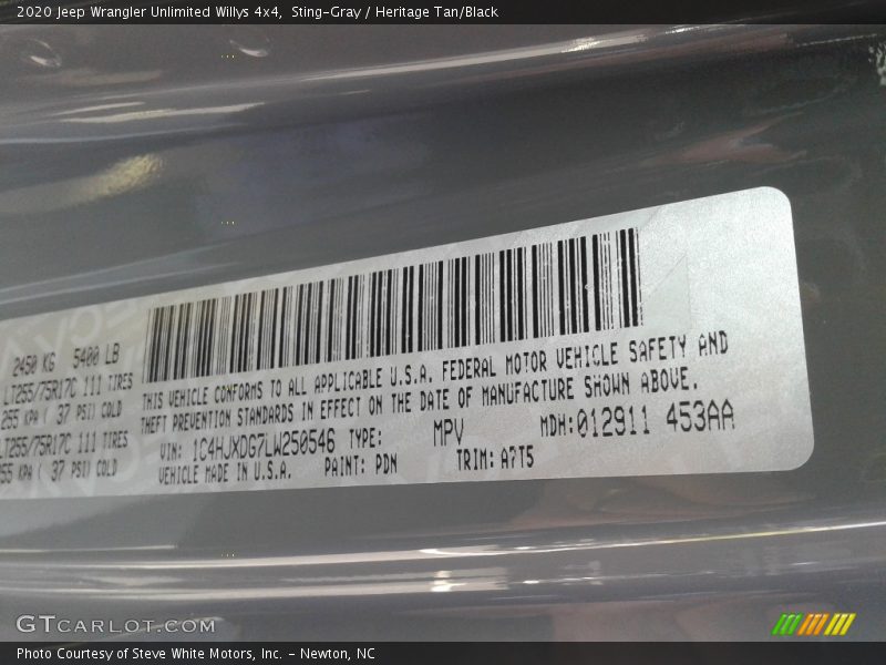 Sting-Gray / Heritage Tan/Black 2020 Jeep Wrangler Unlimited Willys 4x4