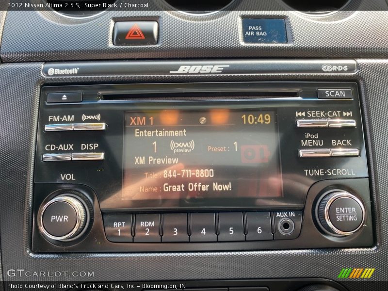 Super Black / Charcoal 2012 Nissan Altima 2.5 S