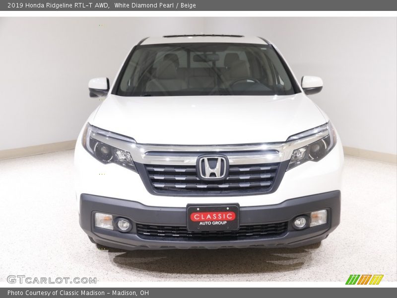 White Diamond Pearl / Beige 2019 Honda Ridgeline RTL-T AWD