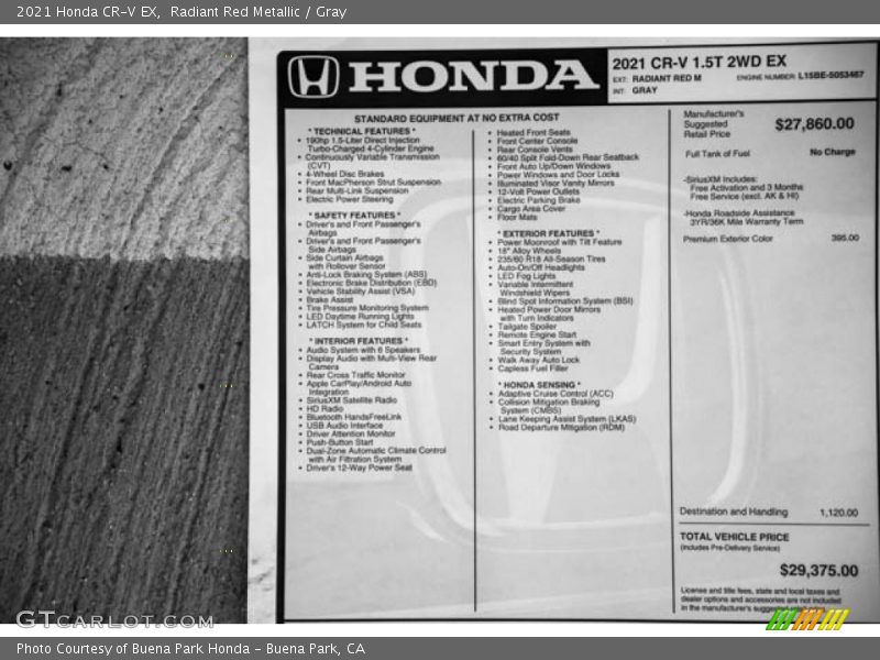 Radiant Red Metallic / Gray 2021 Honda CR-V EX