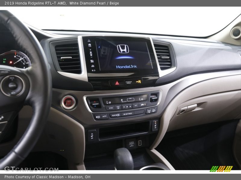 White Diamond Pearl / Beige 2019 Honda Ridgeline RTL-T AWD