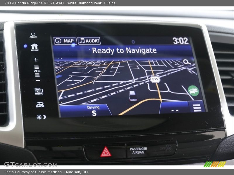 White Diamond Pearl / Beige 2019 Honda Ridgeline RTL-T AWD