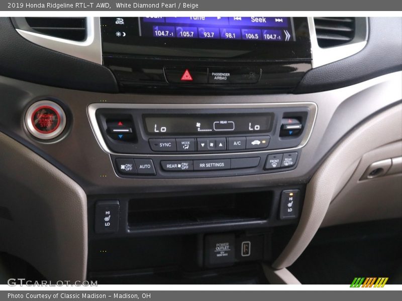 White Diamond Pearl / Beige 2019 Honda Ridgeline RTL-T AWD