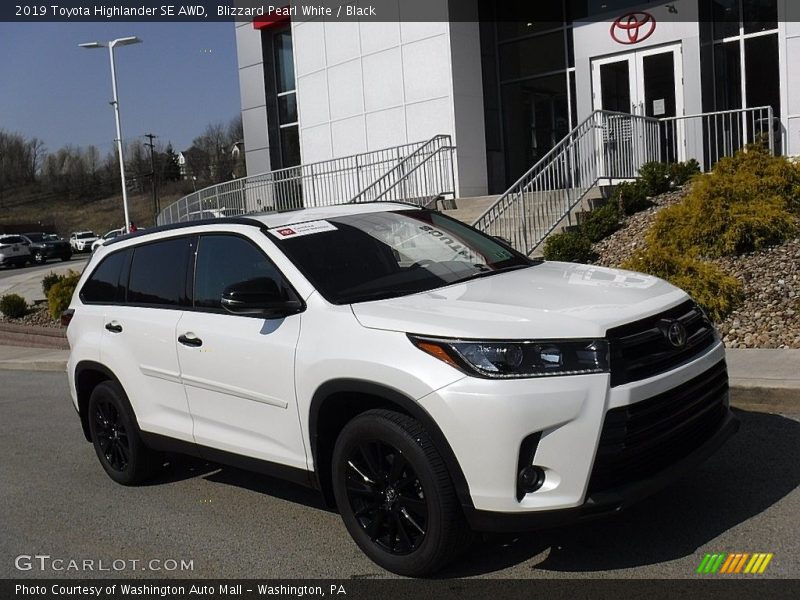 Blizzard Pearl White / Black 2019 Toyota Highlander SE AWD