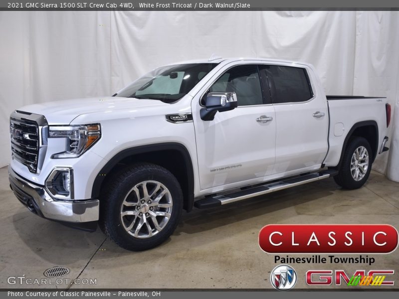 White Frost Tricoat / Dark Walnut/Slate 2021 GMC Sierra 1500 SLT Crew Cab 4WD