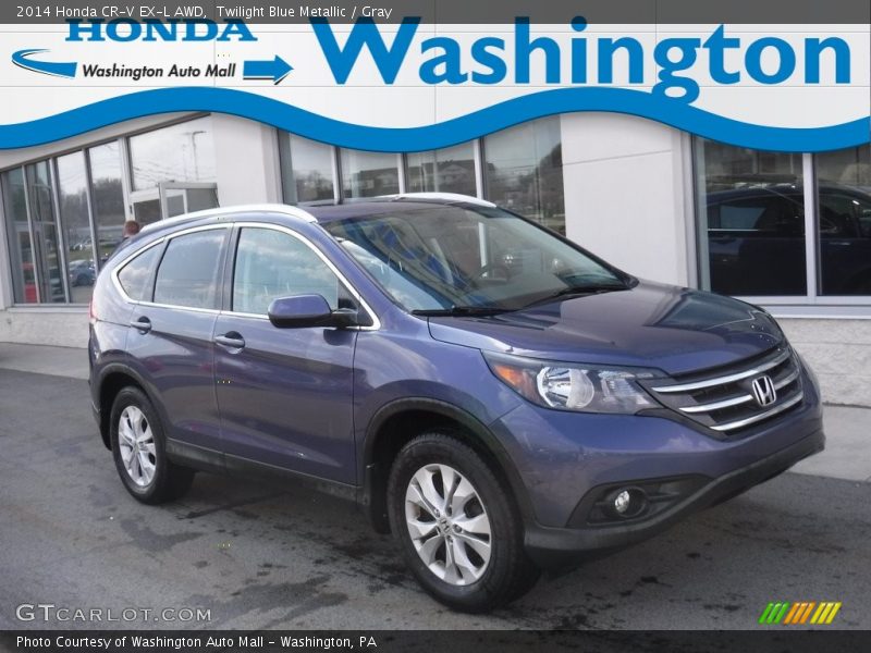 Twilight Blue Metallic / Gray 2014 Honda CR-V EX-L AWD