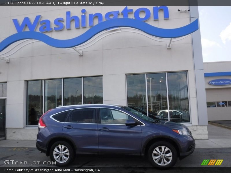 Twilight Blue Metallic / Gray 2014 Honda CR-V EX-L AWD
