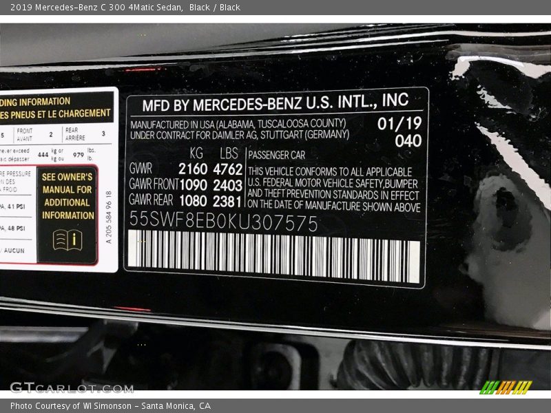 Black / Black 2019 Mercedes-Benz C 300 4Matic Sedan