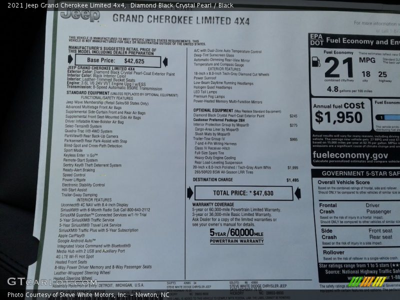 Diamond Black Crystal Pearl / Black 2021 Jeep Grand Cherokee Limited 4x4