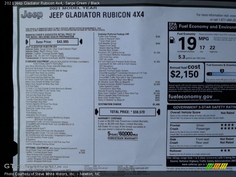 Sarge Green / Black 2021 Jeep Gladiator Rubicon 4x4