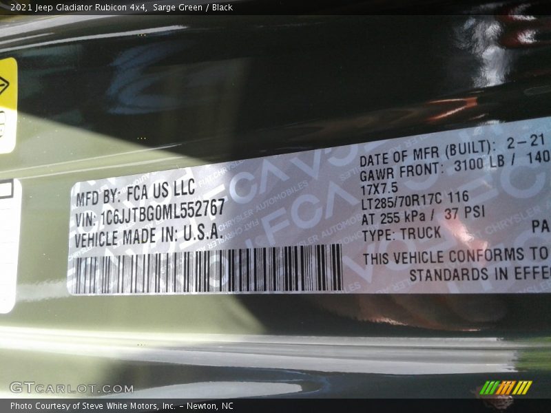 Sarge Green / Black 2021 Jeep Gladiator Rubicon 4x4