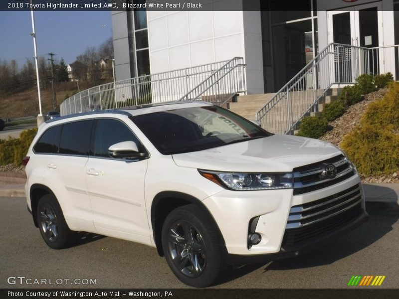 Blizzard White Pearl / Black 2018 Toyota Highlander Limited AWD