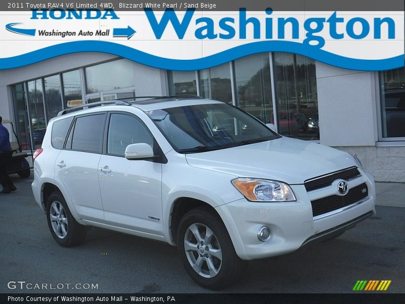 Blizzard White Pearl / Sand Beige 2011 Toyota RAV4 V6 Limited 4WD