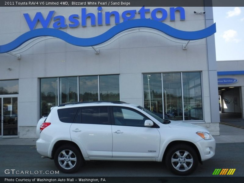 Blizzard White Pearl / Sand Beige 2011 Toyota RAV4 V6 Limited 4WD