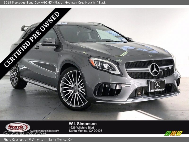 Mountain Grey Metallic / Black 2018 Mercedes-Benz GLA AMG 45 4Matic