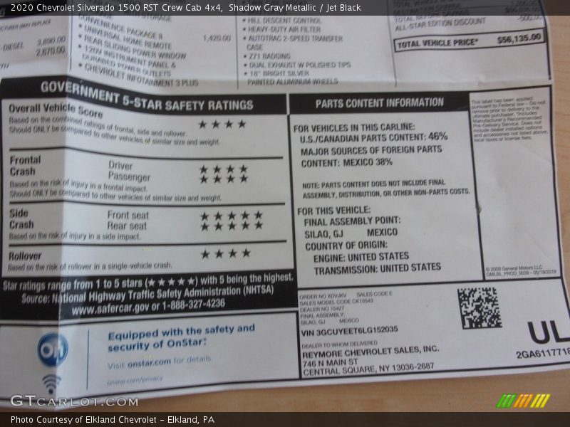 Shadow Gray Metallic / Jet Black 2020 Chevrolet Silverado 1500 RST Crew Cab 4x4