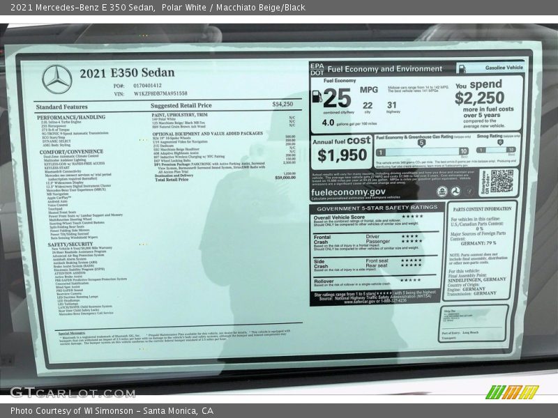 Polar White / Macchiato Beige/Black 2021 Mercedes-Benz E 350 Sedan