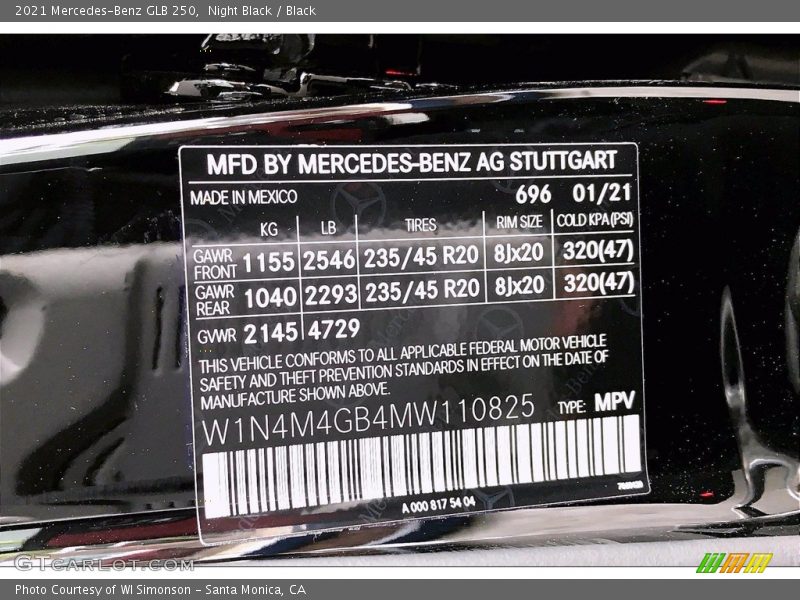 Night Black / Black 2021 Mercedes-Benz GLB 250