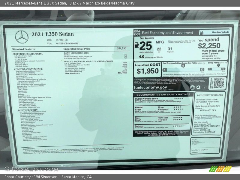 Black / Macchiato Beige/Magma Gray 2021 Mercedes-Benz E 350 Sedan