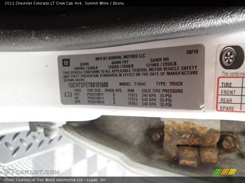 Summit White / Ebony 2011 Chevrolet Colorado LT Crew Cab 4x4