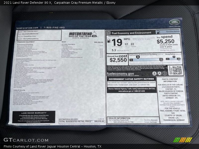 2021 Defender 90 X Window Sticker