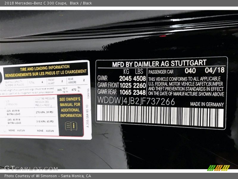 Black / Black 2018 Mercedes-Benz C 300 Coupe