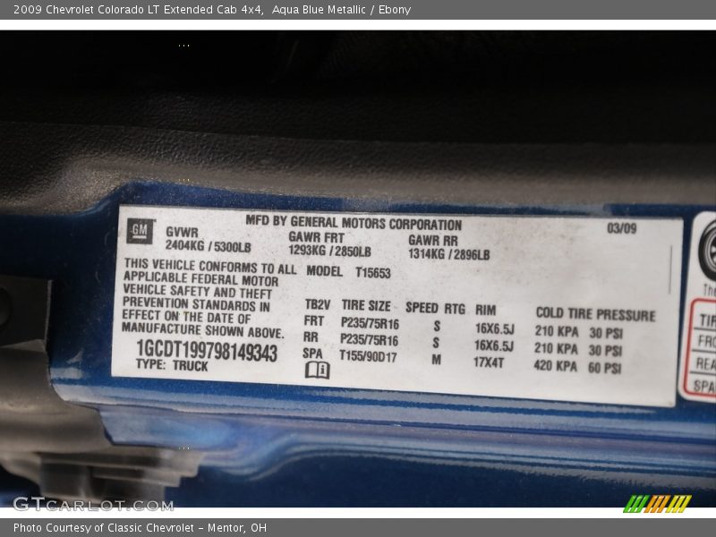 Aqua Blue Metallic / Ebony 2009 Chevrolet Colorado LT Extended Cab 4x4