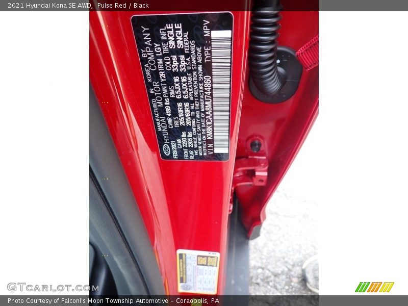 Pulse Red / Black 2021 Hyundai Kona SE AWD