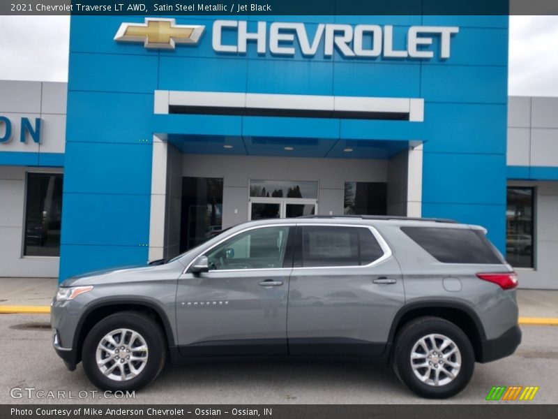 Satin Steel Metallic / Jet Black 2021 Chevrolet Traverse LT AWD