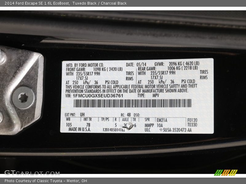 Tuxedo Black / Charcoal Black 2014 Ford Escape SE 1.6L EcoBoost