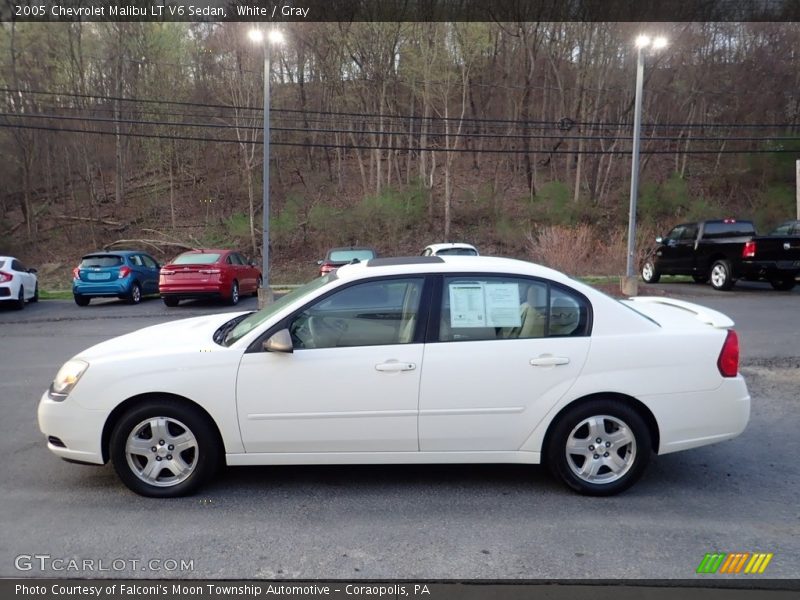 White / Gray 2005 Chevrolet Malibu LT V6 Sedan