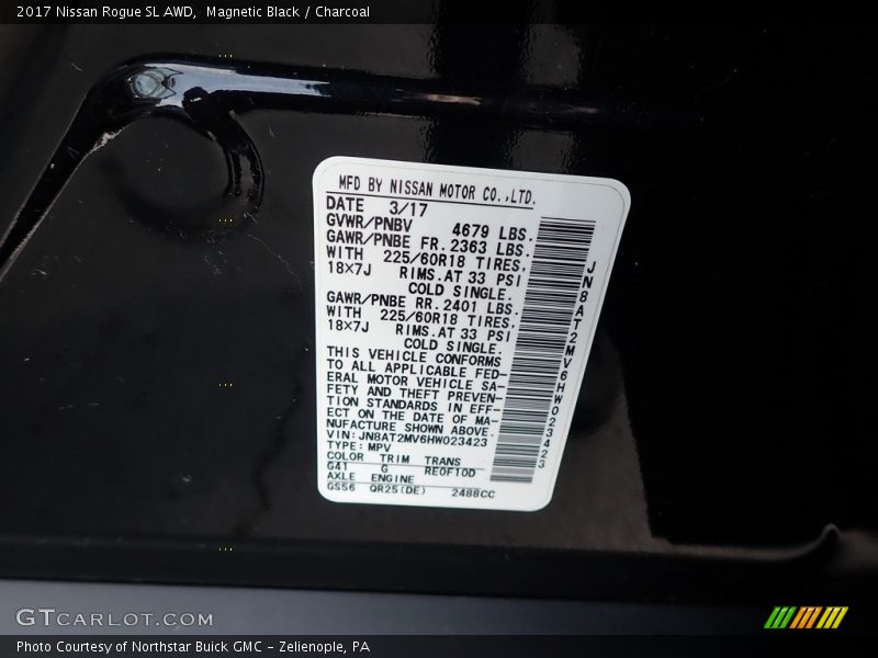 Magnetic Black / Charcoal 2017 Nissan Rogue SL AWD