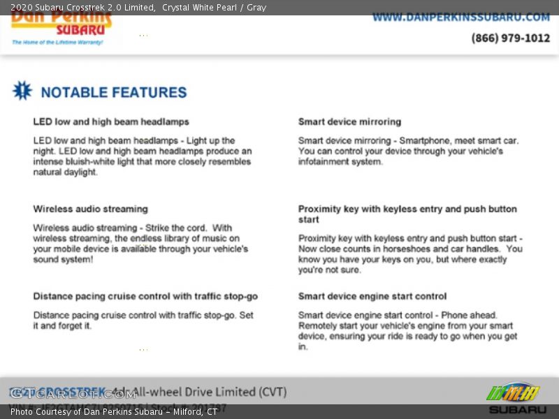 Crystal White Pearl / Gray 2020 Subaru Crosstrek 2.0 Limited